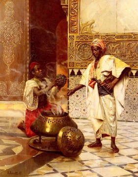 En La Alhambra, el pintor árabe Rudolf Ernst. Pinturas al óleo